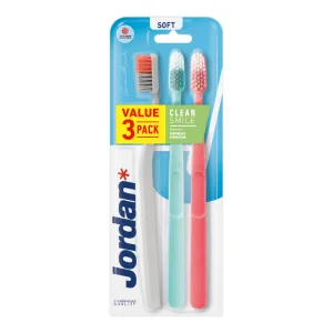 Set Periute de dinti pentru adulti Clean Smile, Soft, multicolor, 3 bucati, Jordan