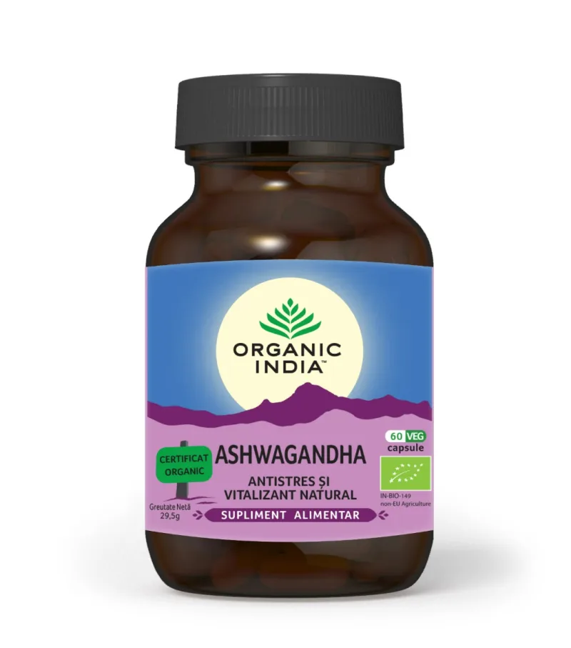 Ashwagandha Antistres Natural, 60 capsule, Organic India — preț și oferte