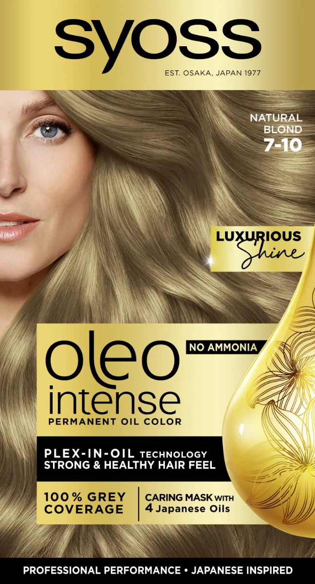 Vopsea de par fara amoniac Color Oleo 7-10 blond natural, 115ml, Syoss — preț și oferte