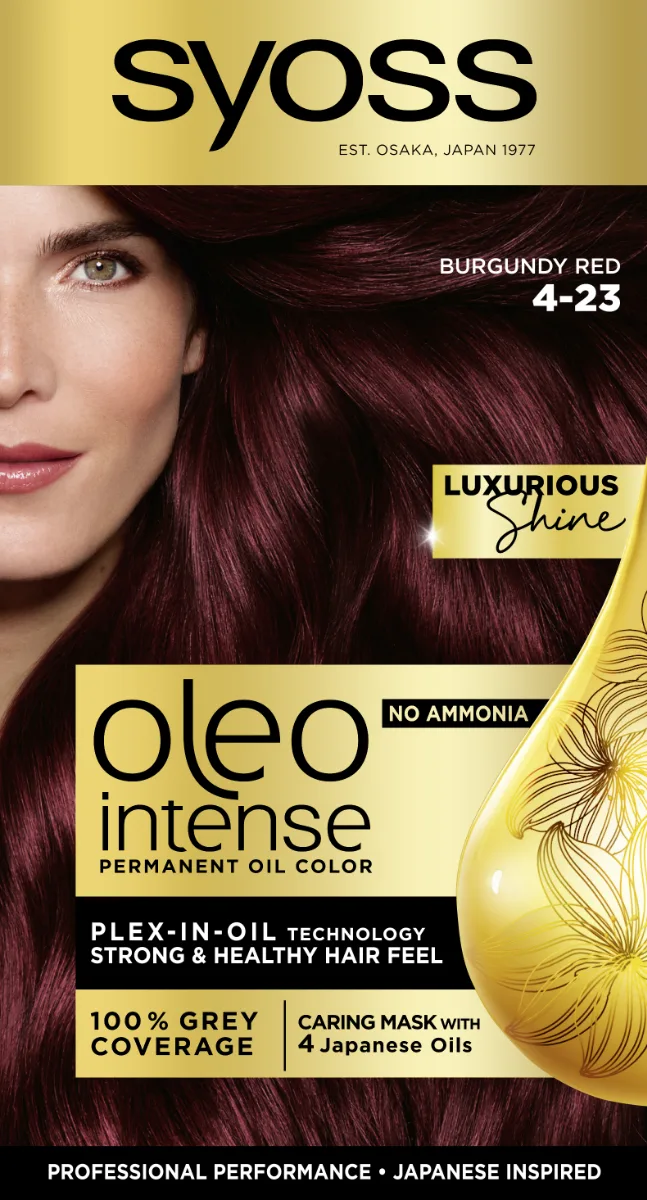 Vopsea de par fara amoniac Color Oleo 4-23 roscat burgundy, 115ml, Syoss — preț și oferte