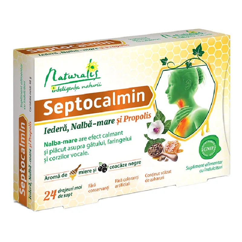 Septocalmin Iedera, Nalba-mare si Propolis, 24 drajeuri, Naturalis — preț și oferte