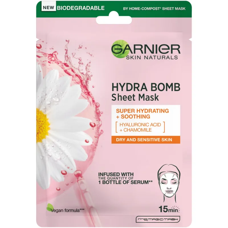 Masca servetel cu musetel pentru ten uscat si sensibil Moisture + Comfort, 32g, Garnier — preț și oferte