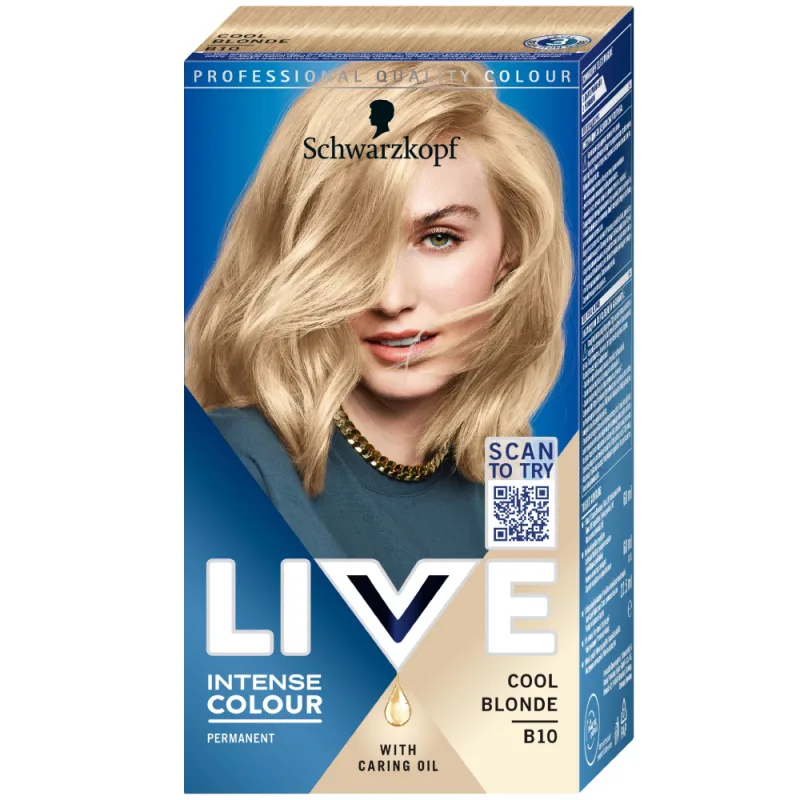 Vopsea de par permanenta B10 Cool Blonde, 142.5ml, Live — preț și oferte