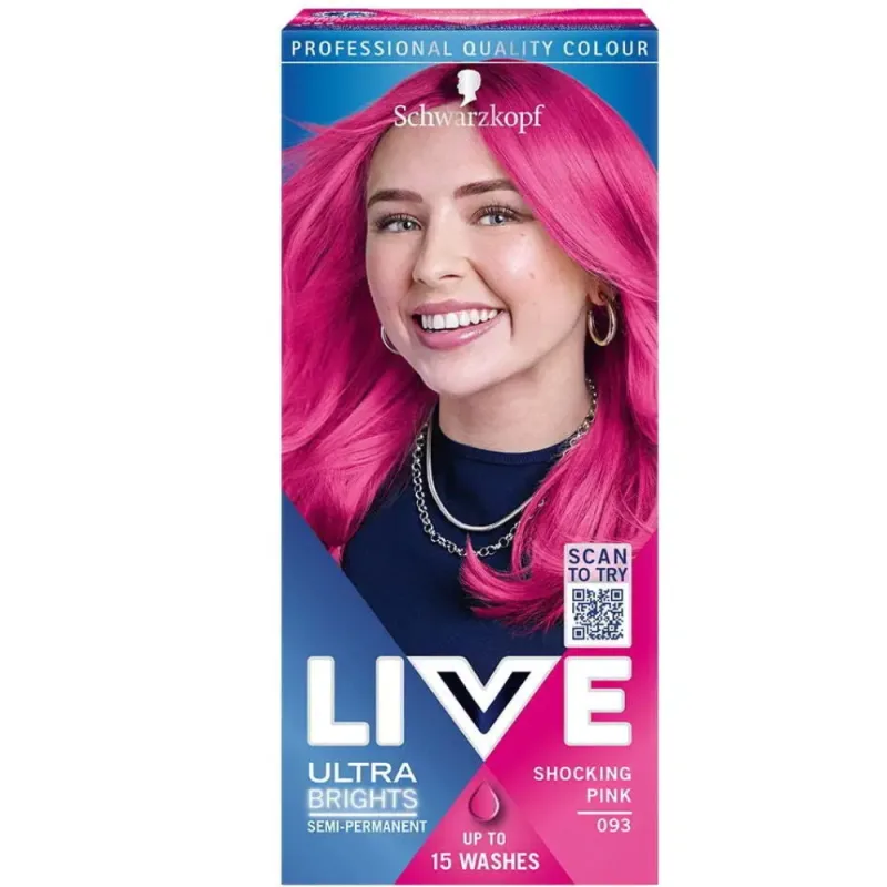 Vopsea de par permanenta 093 Ultra Brights Pink, 80ml, Live — preț și oferte