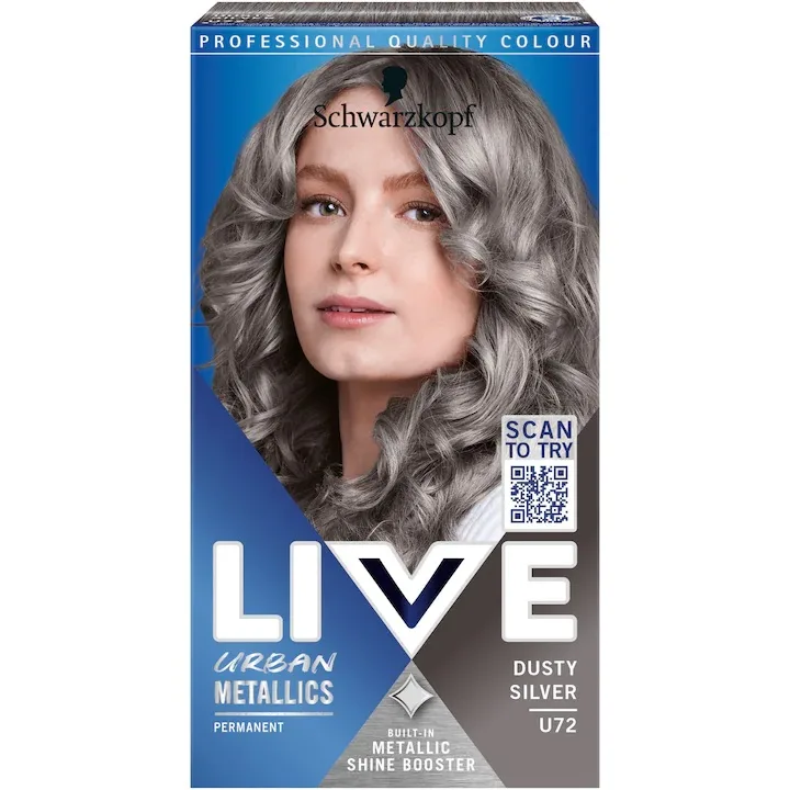 Vopsea de par permanenta Schwarzkopf Color Urban Metallics U72 Dusty Silver, 142.5ml, Live — preț și oferte
