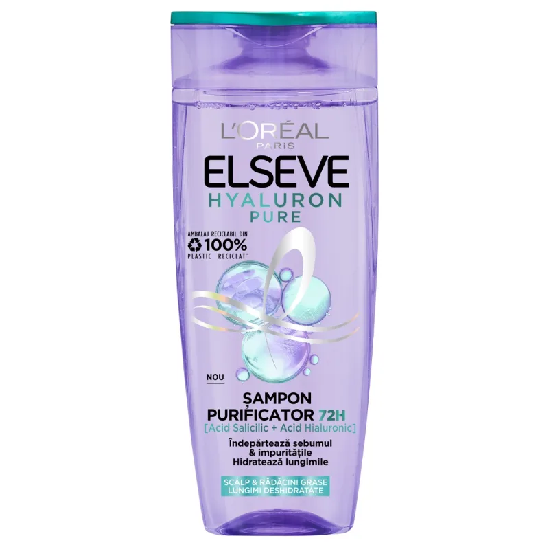 Sampon purificator pentru scalp si radacini grase cu lungimi deshidratate Hyaluron Pure, 400ml, Elseve — preț și oferte