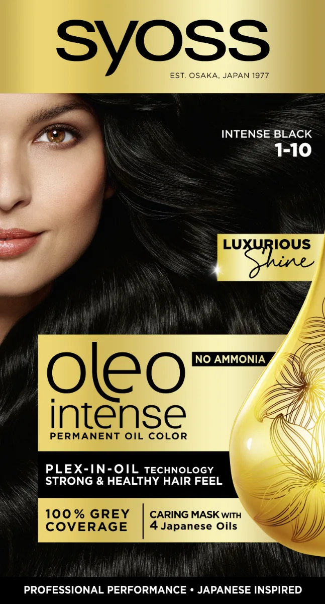 Vopsea de par fara amoniac Color Oleo 1-10 negru intens, 115ml, Syoss — preț și oferte