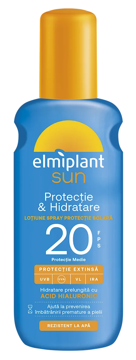 Lotiune spray cu protectie solara SPF20 Protectie & Hidratare Sun, 200ml, Elmiplant — preț și oferte