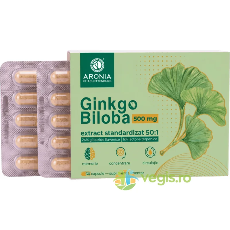 Ginkgo Biloba 500mg 30cps Aronia Charlottenburg — preț și oferte