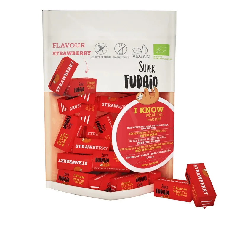 Caramele bio cu aroma de capsuni fara gluten, 150g, Super Fudgio — preț și oferte