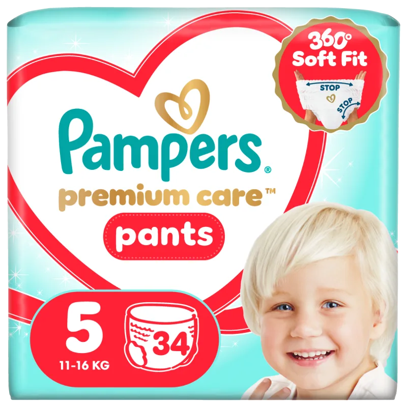 Scutece-chilotel Premium Care Pants Nr.5 12-17kg, 34 bucati, Pampers — preț și oferte
