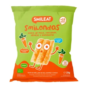 Chipsuri cu porumb naut linte si morcov Smilondas, +15 luni Bio, 25g, Smileat