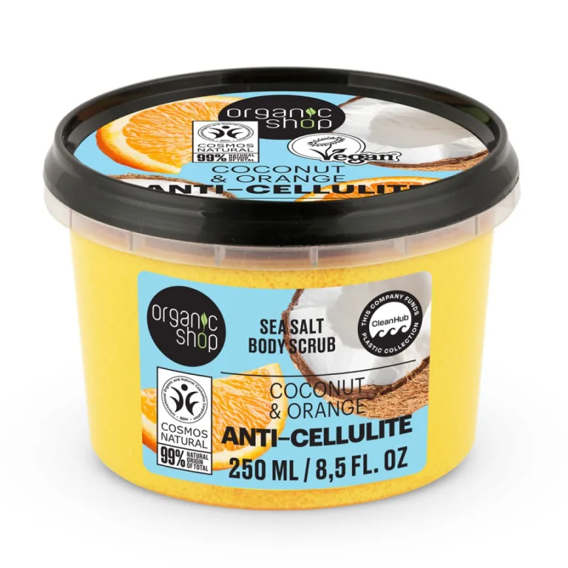 Scrub de corp anticelulitic Coconut & Orange, 250ml, Organic Shop — preț și oferte