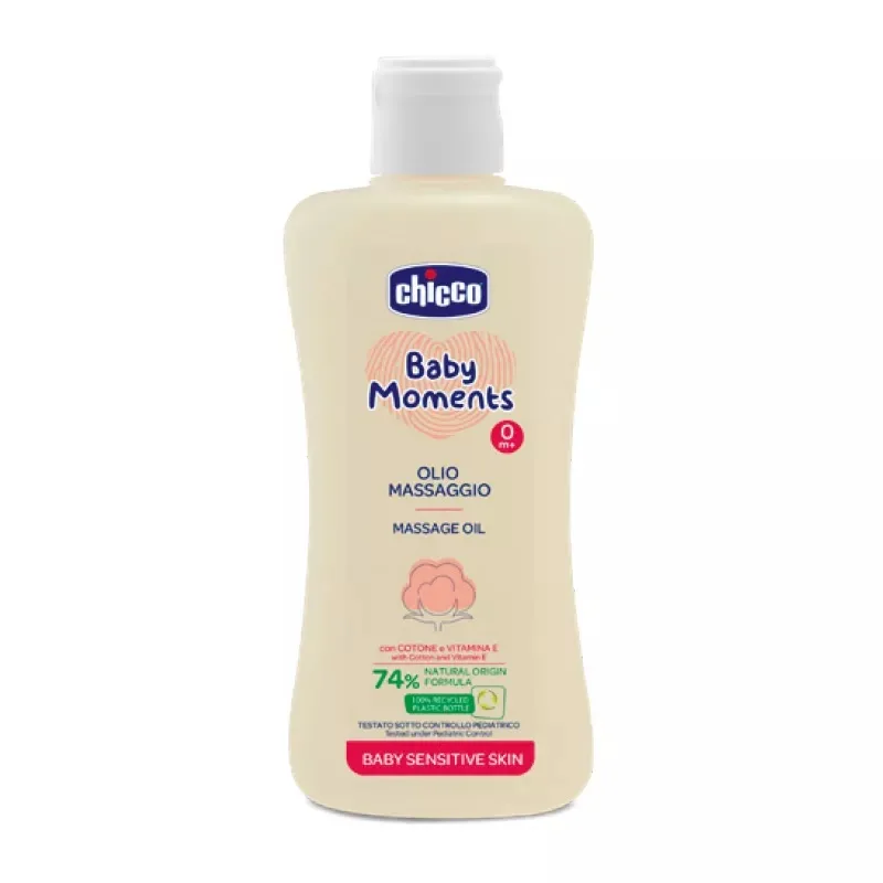 Ulei de masaj dermatologic Baby Moments Sensitive pentru +0 luni, 200ml, Chicco — preț și oferte