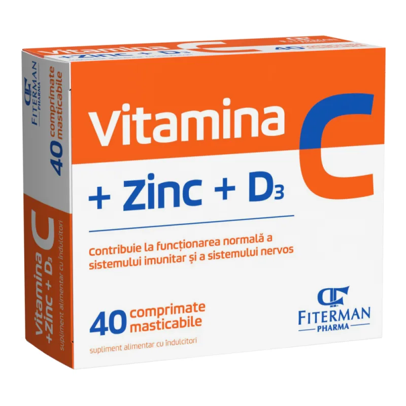 Vitamina C+Zinc+D3, 40 comprimate, Fiterman — preț și oferte
