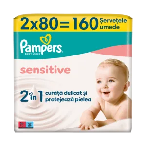 Servetele umede Sensitive, 160 bucati, Pampers