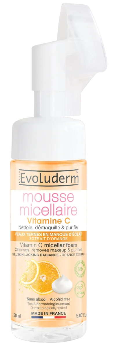 Spuma micelara de curatare cu perie din silicon Vitamin C, 150ml, Evoluderm — preț și oferte