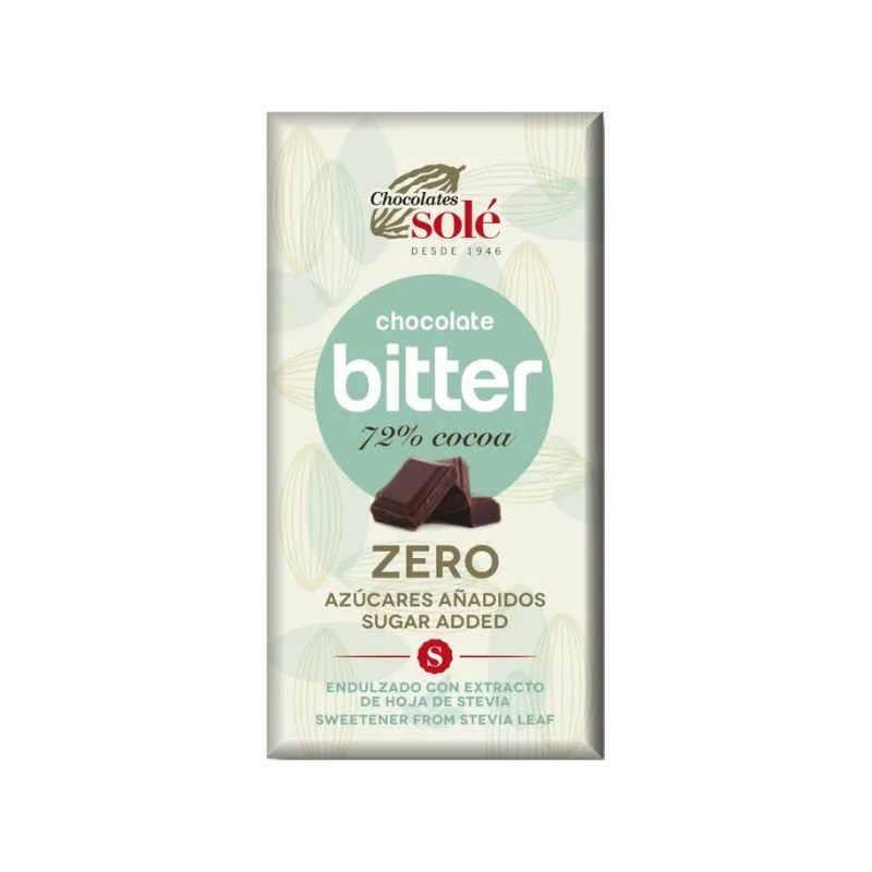 Ciocolata amaruie cu stevie fara zahar 72% cacao, 100g, Chocolates Sole — preț și oferte