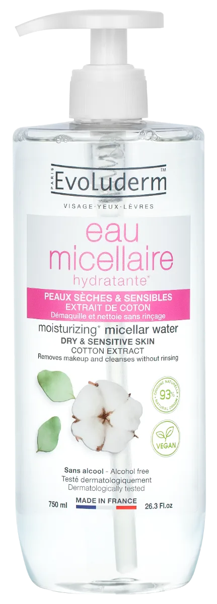 Apa micelara pentru demachierea tenului uscat si sensibil, 750ml, Evoluderm — preț și oferte