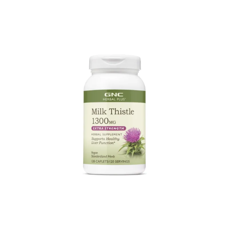 Silimarina cu extract din seminte de armurariu Milk Thistle Herbal Plus 1300mg, 120 capsule, GNC — preț și oferte