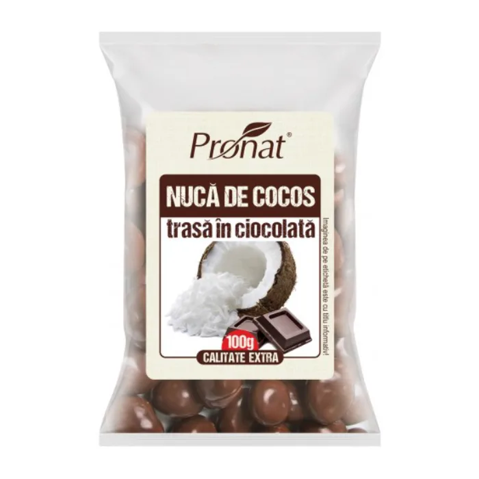 Nuca de cocos trasa in ciocolata, 100g, Pronat — preț și oferte
