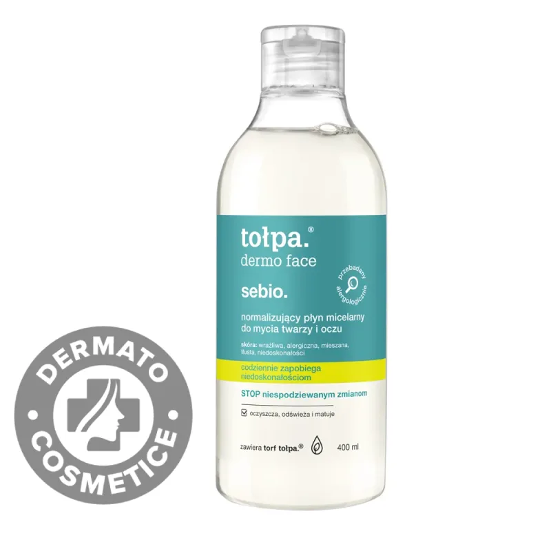 Apa micelara purifianta pentru ten gras si acneic Dermo Face Sebio, 400ml, Tołpa — preț și oferte