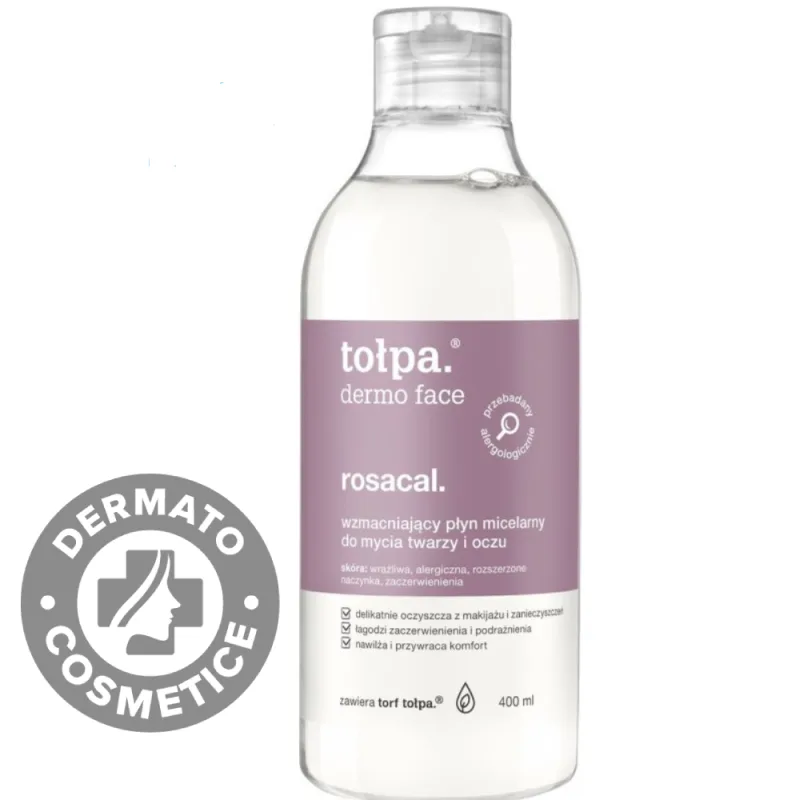 Apa micelara pentru ten sensibil si reactiv Dermo Face Rosacal, 400ml, Tołpa — preț și oferte