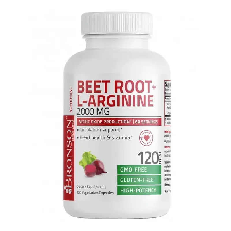 BeetRoot Extract Radacina Sfecla + L-arginine, 2000 mg, 120 capsule, Bronson Laboratories — preț și oferte