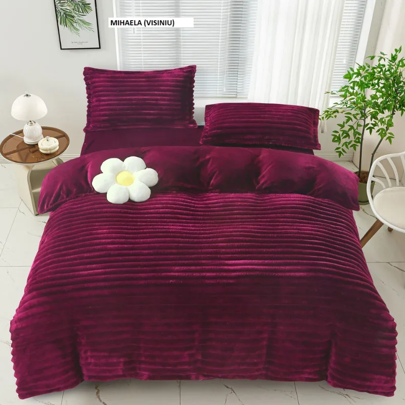 Lenjerie de pat pufoasa LINE Mihaela (visiniu) 230x250 cm, Ralex | 1 buc RALEX INFINITY — preț și oferte
