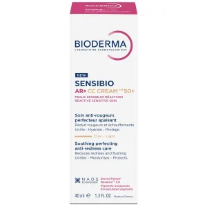 Crema CC pentru piele sensibila cu factor de protectie SPF50+, nuanta Light Tint Sensibio AR+, Bioderma | 40 ml