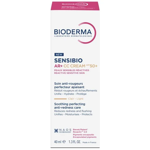 Crema CC pentru piele sensibila cu factor de protectie SPF50+, nuanta Light Tint Sensibio AR+, Bioderma | 40 ml — preț și oferte