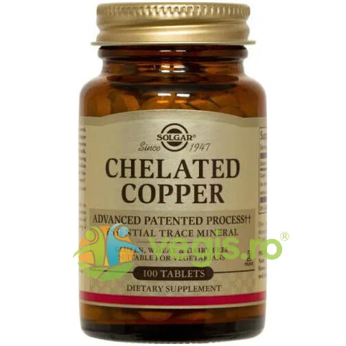 Chelated Copper 100tb (Cupru chelat) SOLGAR — preț și oferte