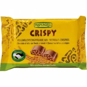 Ciocolata crocanta eco cu lapte integral, 100g, Rapunzel