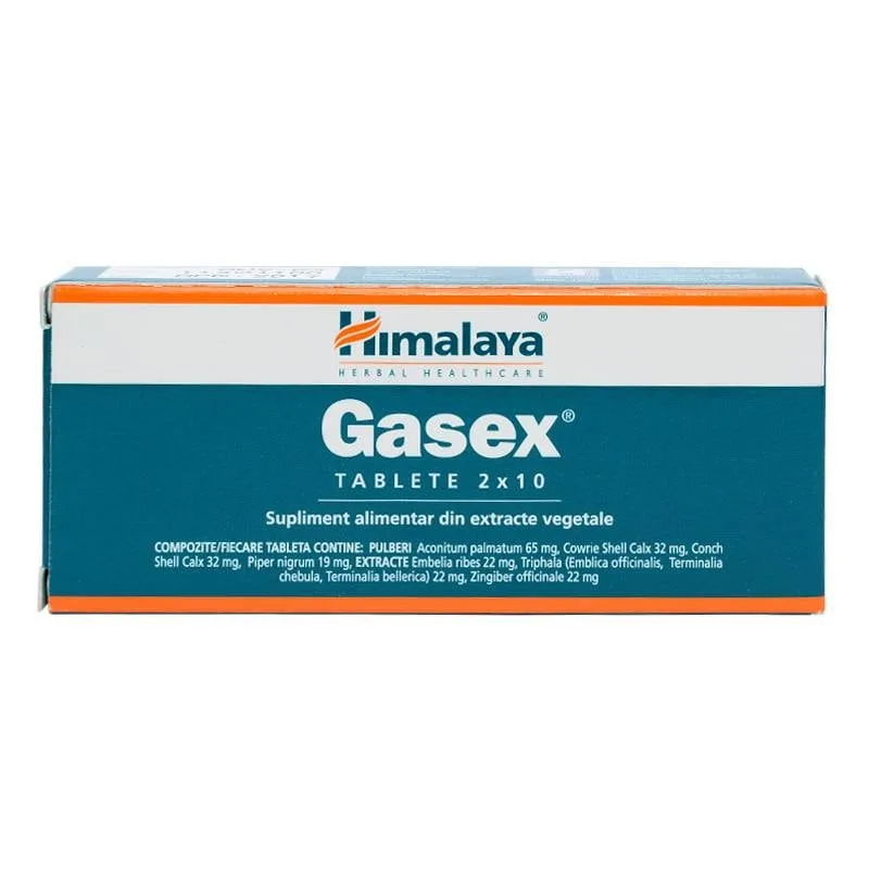 Gasex, in caz de disconfort abdominal, balonare, 20 tablete HIMALAYA — preț și oferte