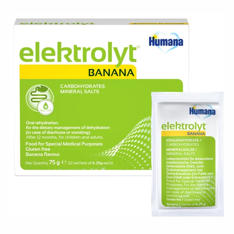 Elektrolyt cu banane pentru +12 luni, 75g, Humana — preț și oferte