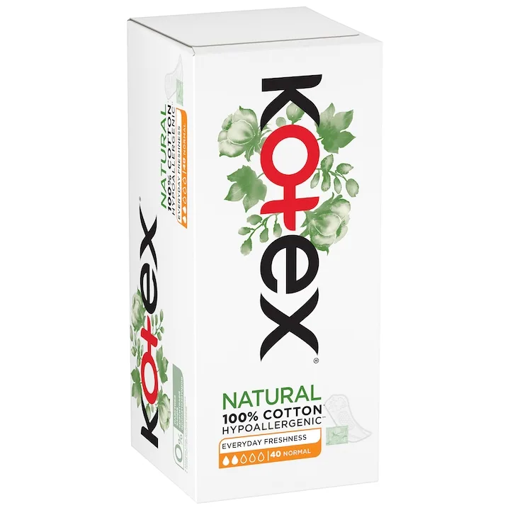 Absorbante zilnice Natural Normal, 40 bucati, Kotex — preț și oferte