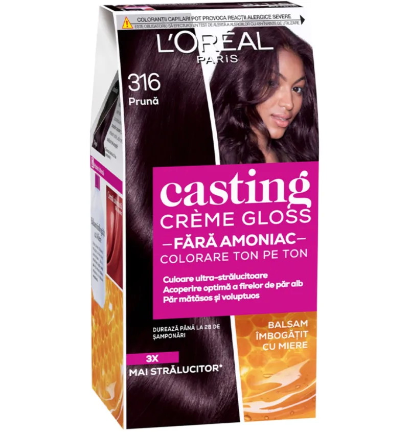 Vopsea de par semi-permanenta fara amoniac Casting Creme Gloss 316 Pruna, 180ml, L'Oreal Paris — preț și oferte