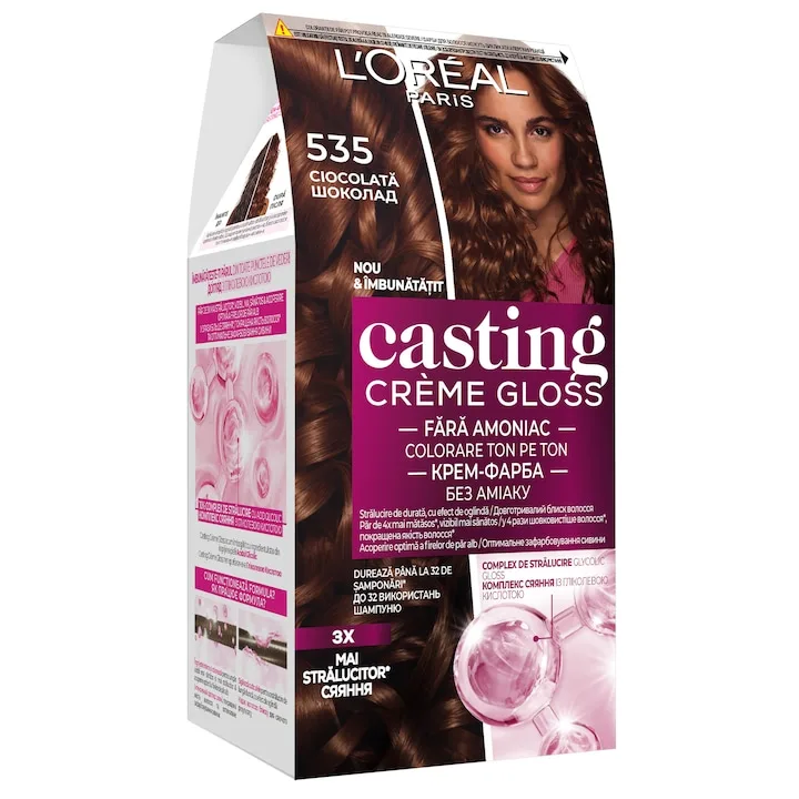 Vopsea de par semi-permanenta fara amoniac Casting Creme Gloss 535 Ciocolata, 180ml, L'Oreal Paris — preț și oferte