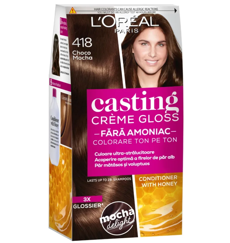 Vopsea de par semi-permanenta fara amoniac Casting Creme Gloss 418 Choco Mocha, 180ml, L'Oreal Paris — preț și oferte