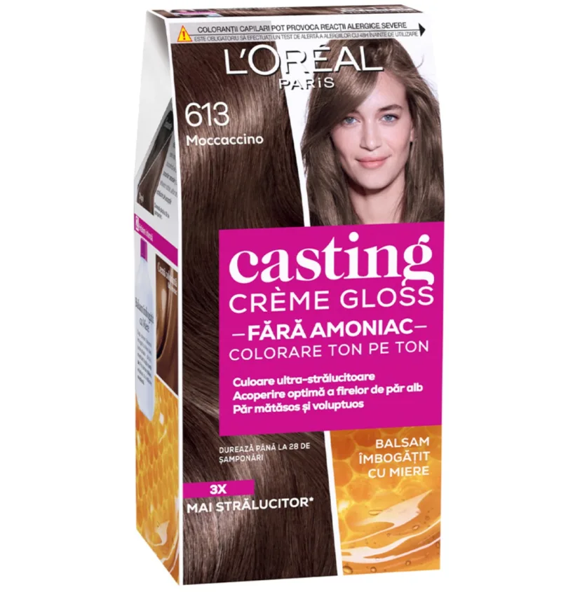 Vopsea de par semi-permanenta fara amoniac Casting Creme Gloss 613 Moccacino, 180ml, L'Oreal Paris — preț și oferte