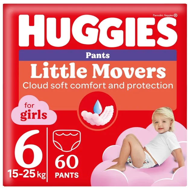 Scutece-chilotel Pants Box Marimea 6 pentru fete de 15-25kg, 60 bucati, Huggies — preț și oferte