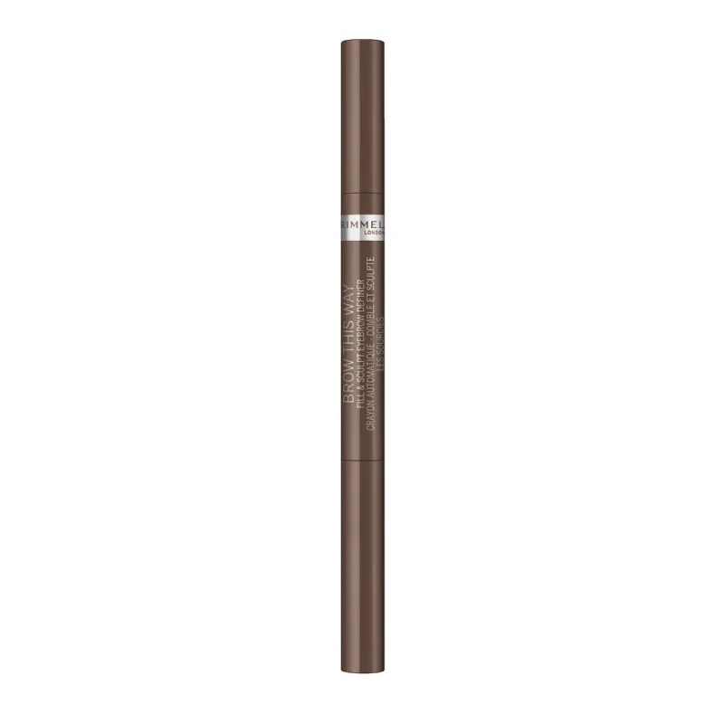 Creion pentru sprancene automatic Brow This Way 2-in-1 002 Medium Brown, 0.25g, Rimmel London — preț și oferte