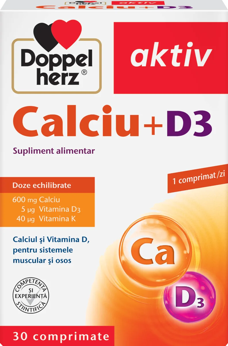 Calciu + D3, 30 comprimate, Doppelherz — preț și oferte