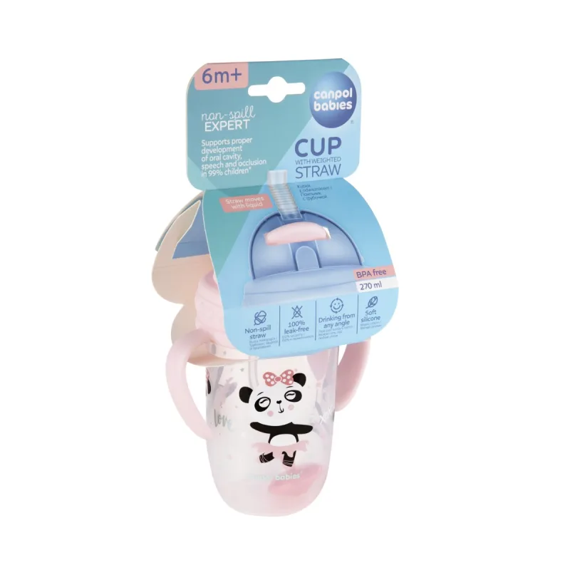 Cana anti-vasare cu pai Model Exotic 56/606_PIN, 270ml, Canpol babies — preț și oferte