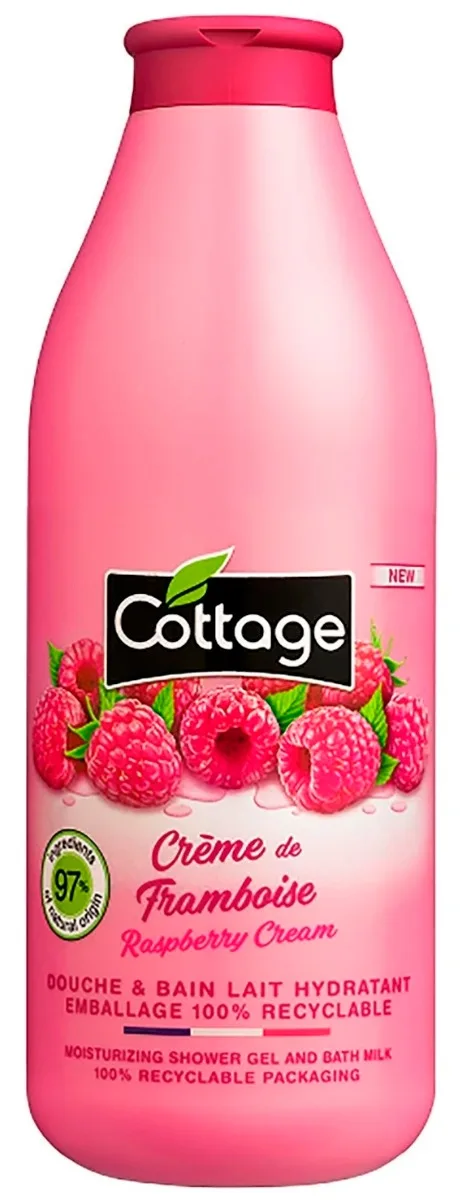 Gel de dus si Lapte de baie cu zmeura, 750ml, Cottage — preț și oferte