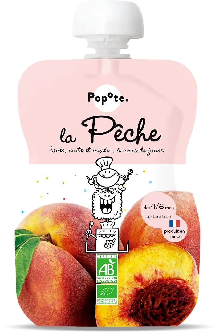 Piure cu piersici 4-6 luni Bio, 120g, Popote — preț și oferte