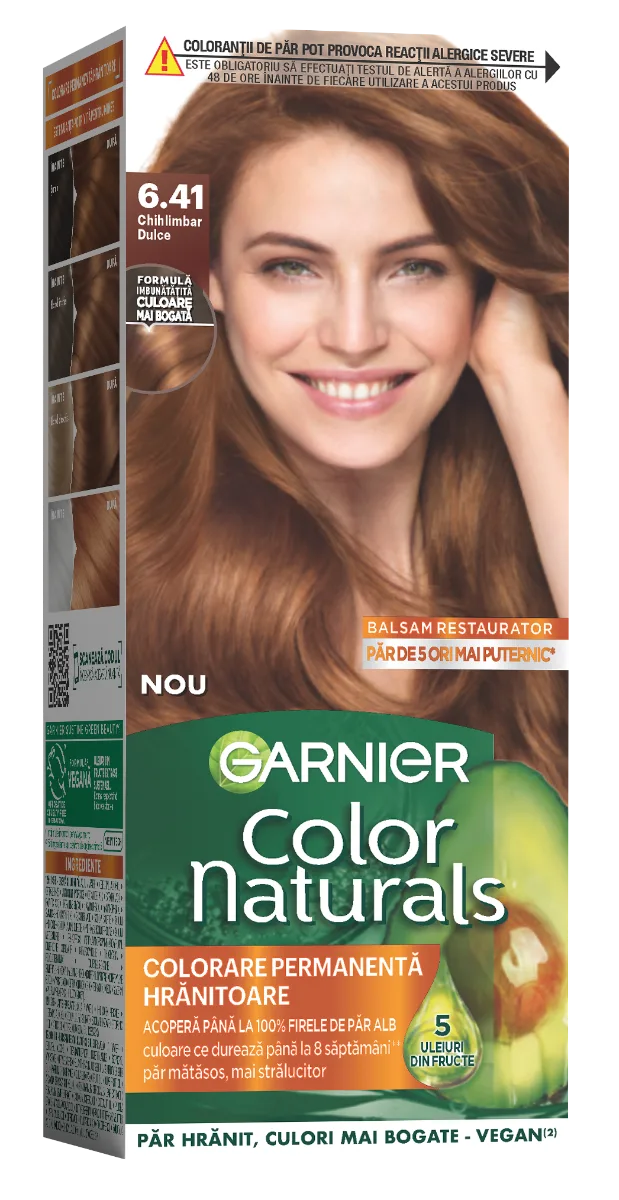 Vopsea de par permanenta Color Naturals 6.41 Chihlimbar Dulce, 112ml, Garnier — preț și oferte