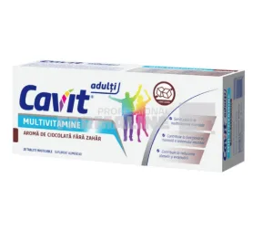 Cavit Adulti Multivitamine fara zahar cu aroma de ciocolata 20 tablete masticabile