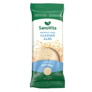 Rondele din orez expandat cu glazura alba, 66g, SanoVita