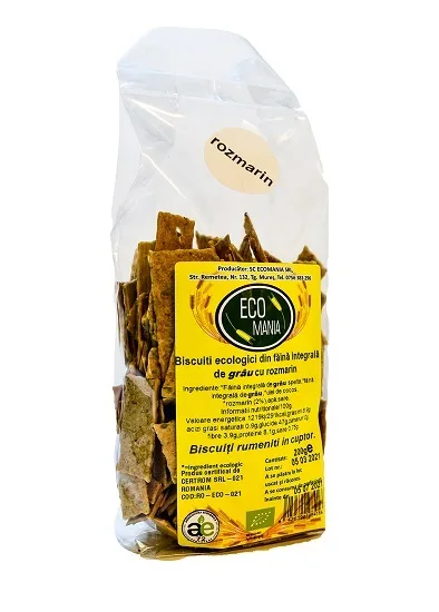 Biscuiti integrali cu rozmarin Bio, 200g, Ecomania — preț și oferte